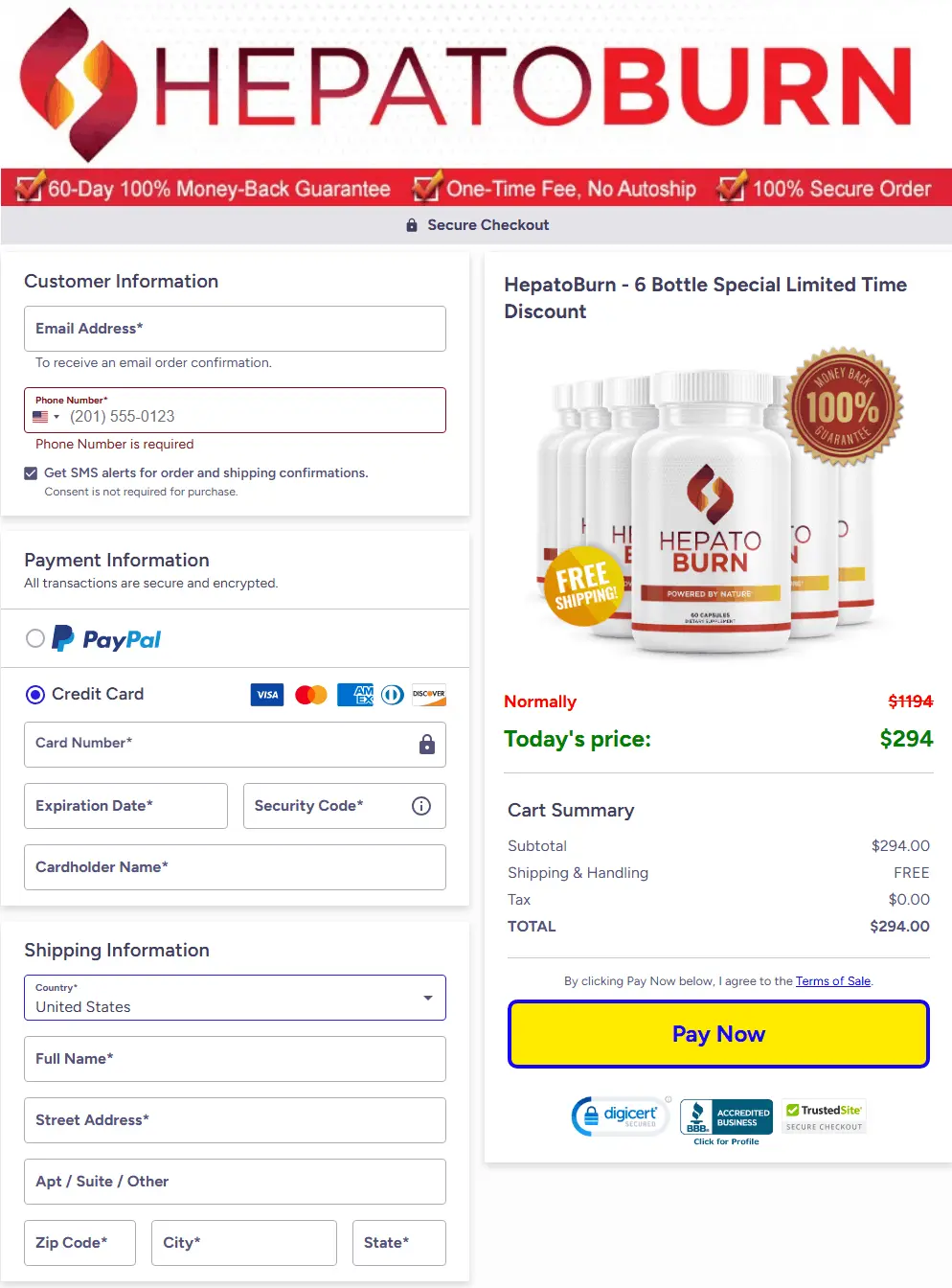 hepatoburn checkout page